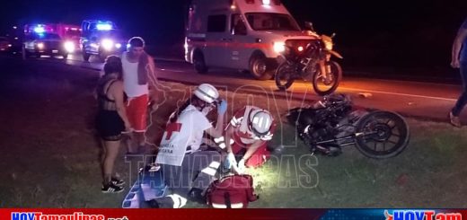 Choque de motos deja cuatro lesionados en la carretera Victoria-Soto La Marina