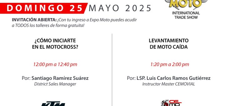 Vive los Talleres Expo Moto Guadalajara ¡GRATIS!