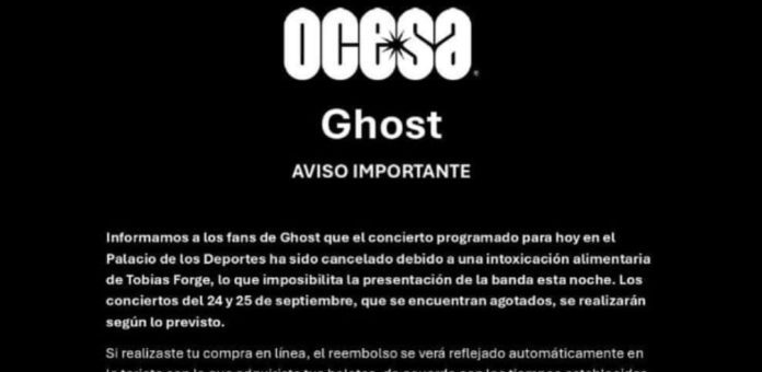 CANCELAN primer concierto de GHOST en la Ciudad de México