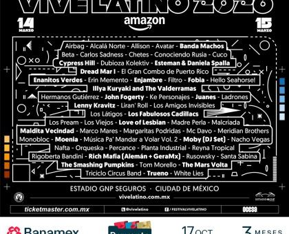 Revelan el cartel del Vive Latino 2026 (The Mars Volta, Smashing Pumpkins, Lenny Kravitz, Avatar y más…)
