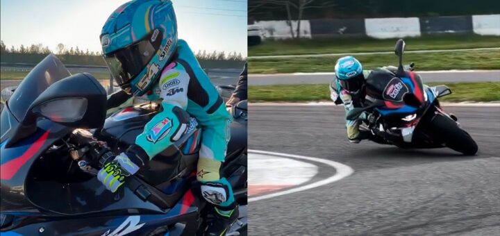 Pesa 23 kilos y tiene 6 años: así domina este niño una BMW M 1000 RR de 218 CV en circuito