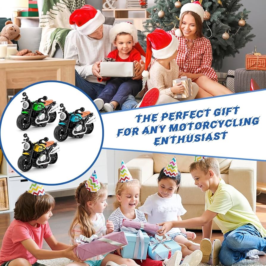 Set De 3 Motos De Carreras En Miniatura De Aleación – Modelos Con Ruedas Delanteras Móviles Y Función De Retroceso – Juguete Educativo Y Decorativo Para Niños Y Coleccionistas - Ilustración 2