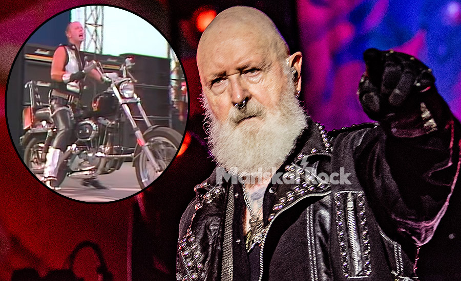 Cuando Rob Halford se cayó de la moto camino del escenario para su último concierto con Judas Priest antes de irse de la banda: 