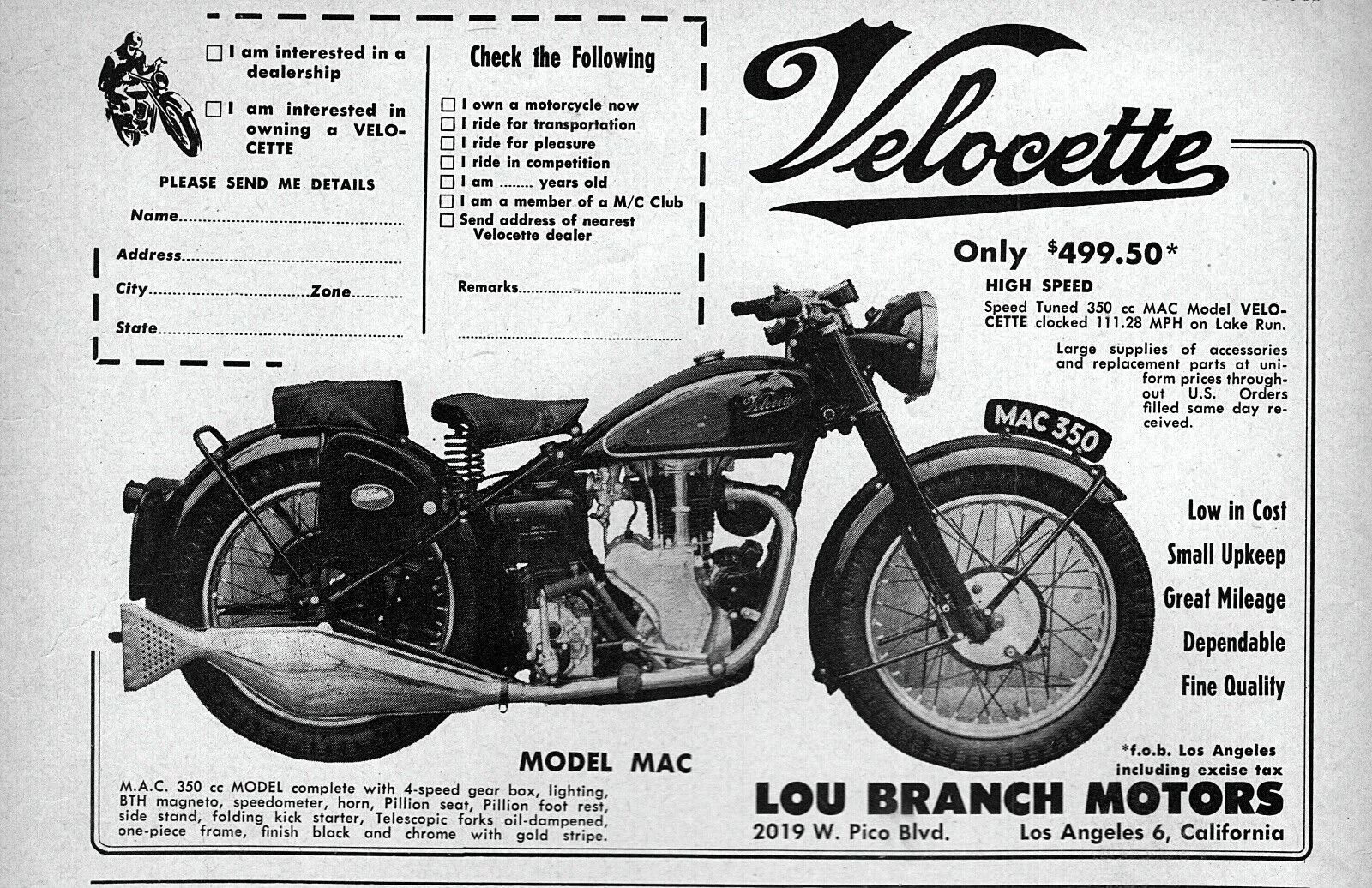 Moto del día: Velocette MAC 350