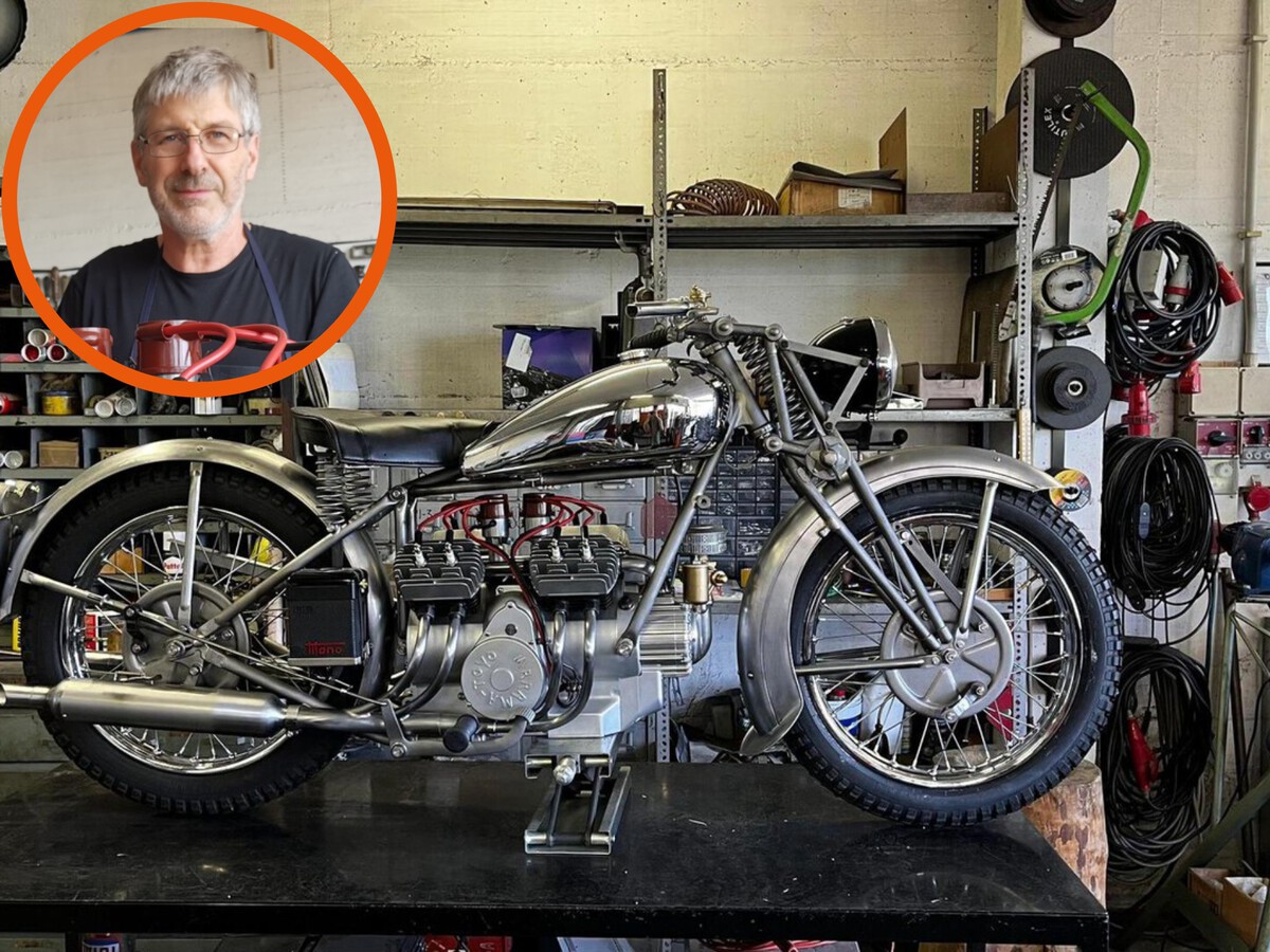 Un mecánico italiano ha resucitado un tipo de moto que creíamos perdida: usa motor V8 y llevaba casi 90 años olvidada