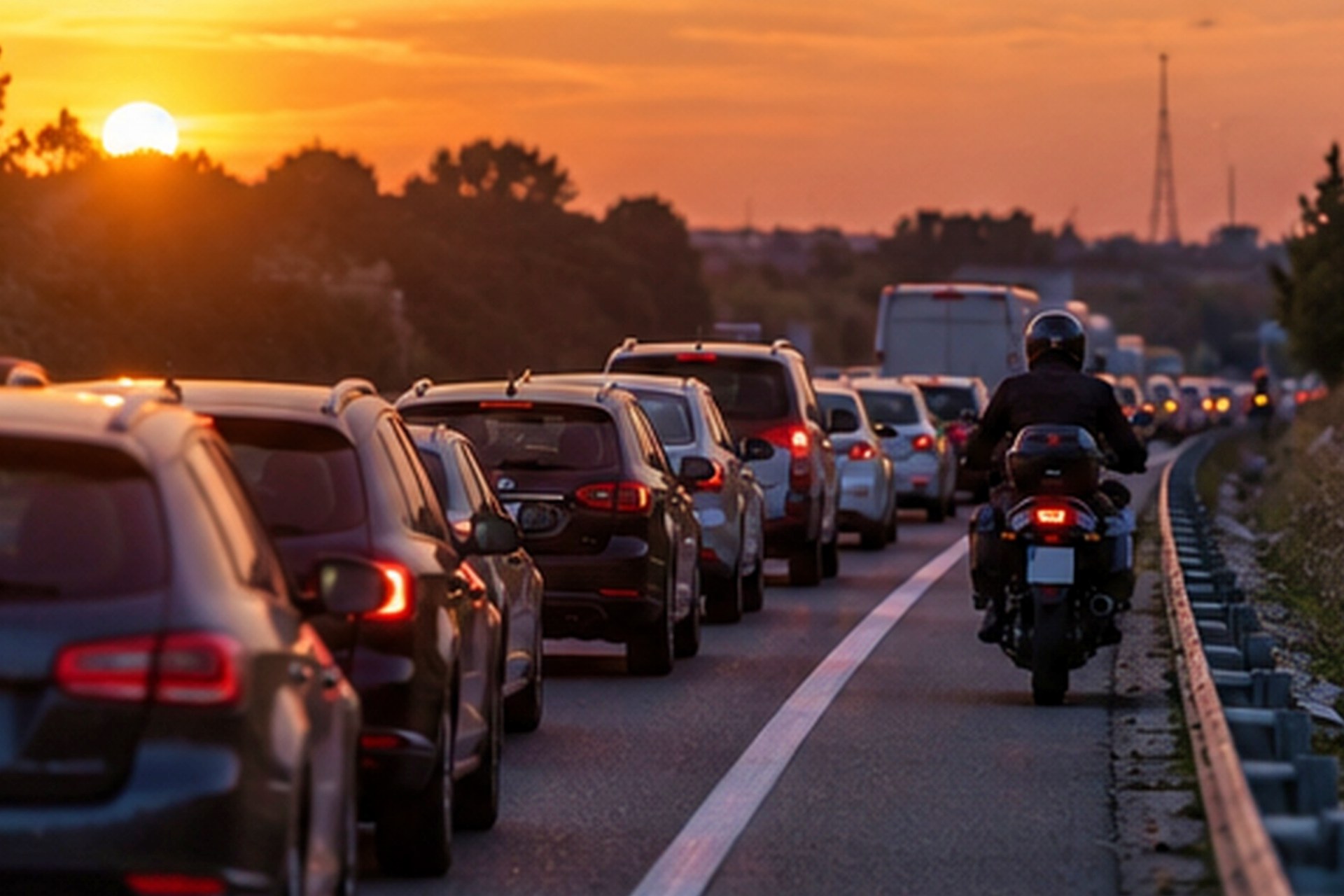 Motos por el arcén en atascos a 30 km/h: las cinco condiciones del BOE que casi nadie cuenta