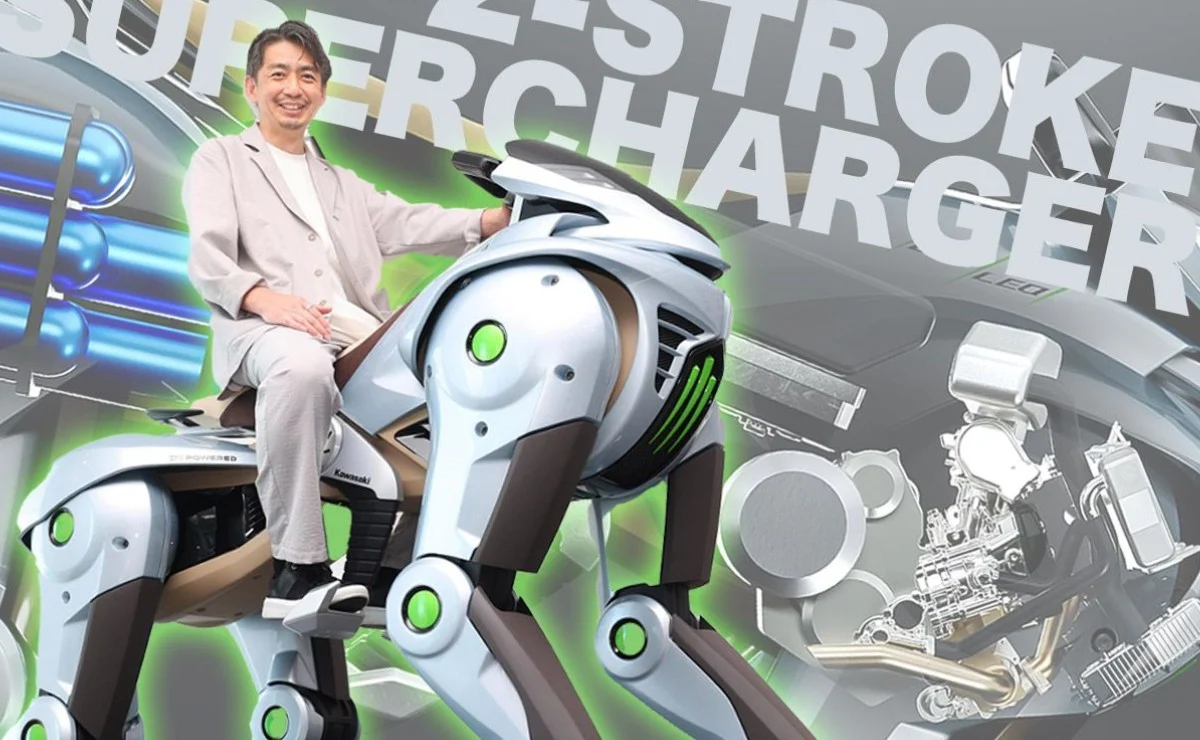 Olvidate de las ruedas: el Kawasaki CORLEO camina y lleva un motor 2T de hidrógeno