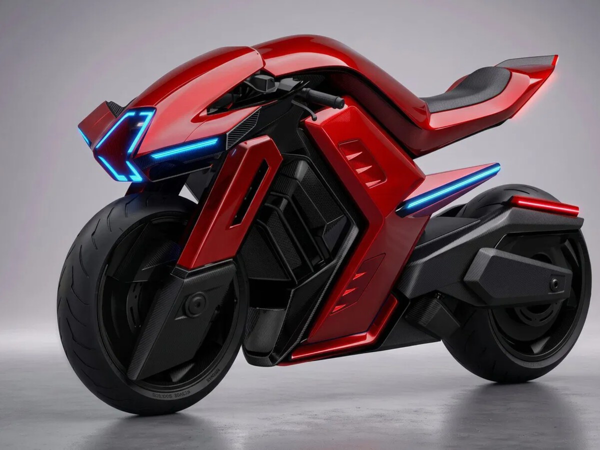 Una moto eléctrica de 326 CV con un motor como el del Mercedes-AMG GT eléctrico: tiene tracción total y el delantero gira al revés