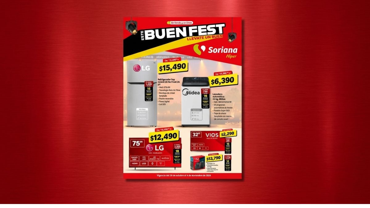 Soriana lanza folleto especial Buen Fest de Smart TV, refrigeradores, motos, celulares y más: Hay Nintendo, LG, Hisense, Samsung